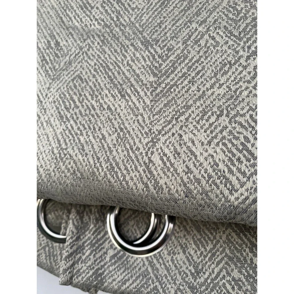 Willow & Reed Set 2 Curtain Panels Gray Geometric Grommet 84” Long
